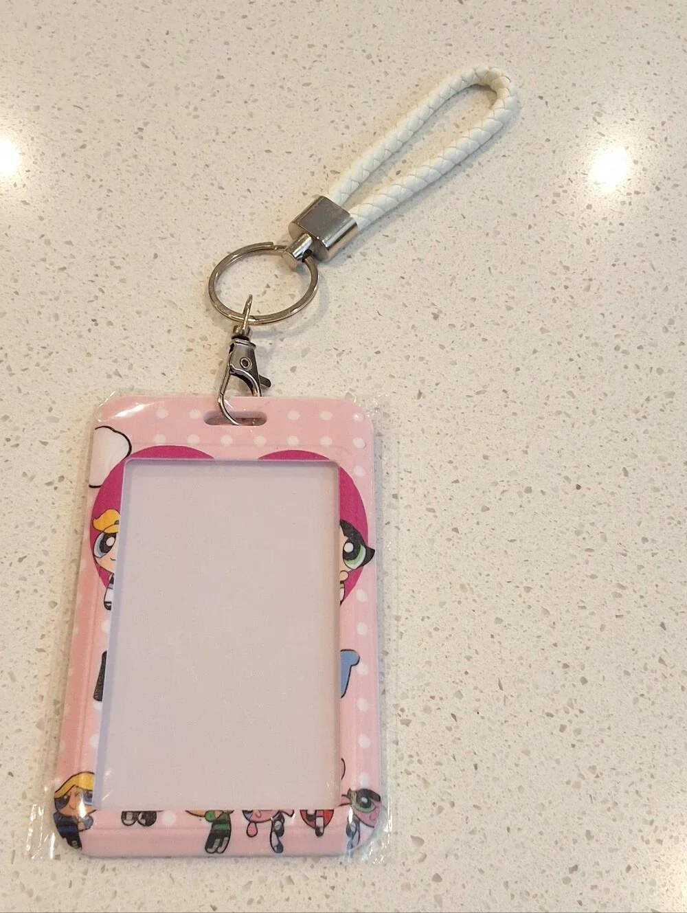 Powerpuff Girls ID Badge Holder Card Holder Keychain Wrist Strap Pink Cute , NEW